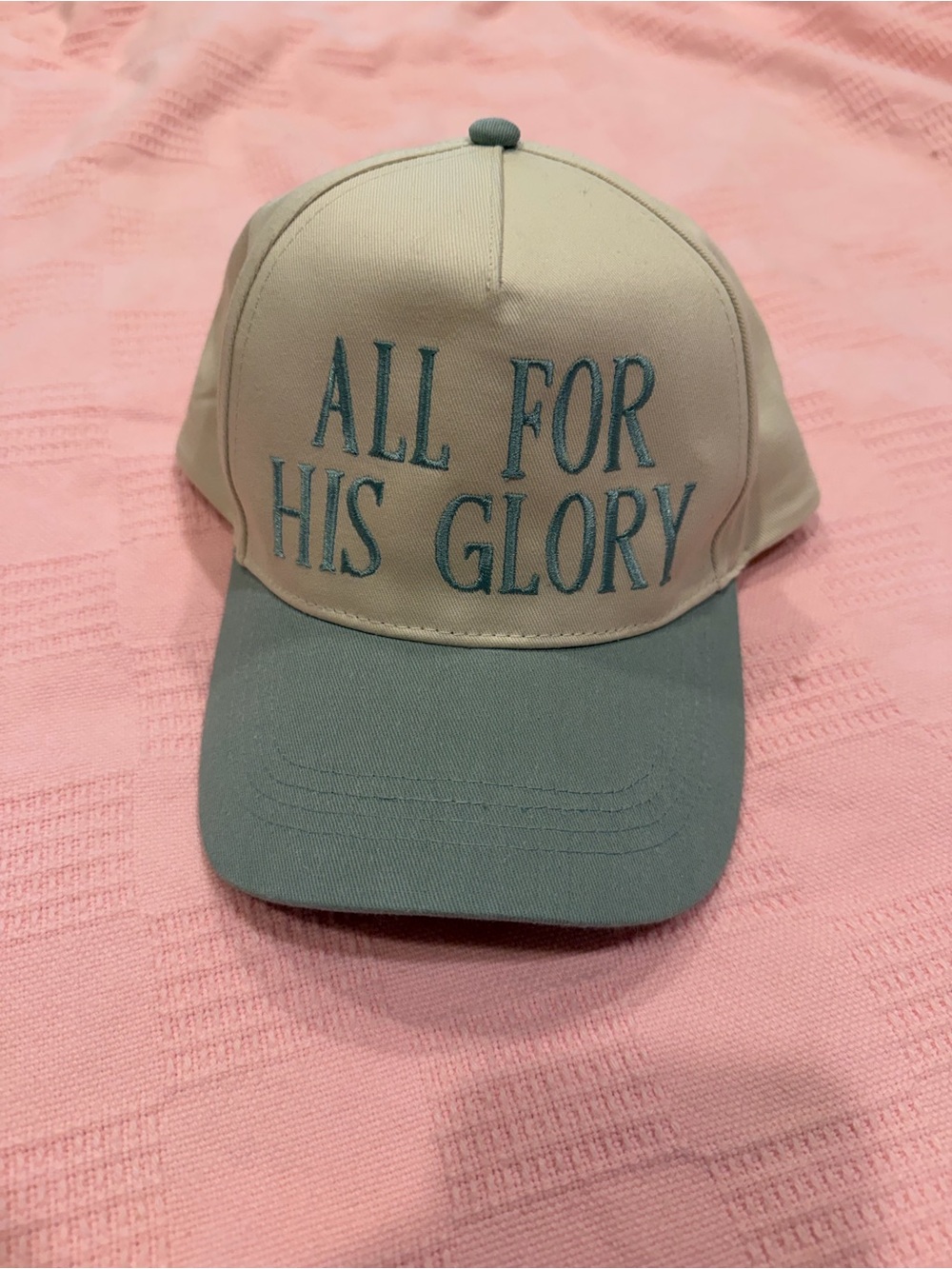 All For His Glory Two-Tone Baseball Cap - Sage/Beige